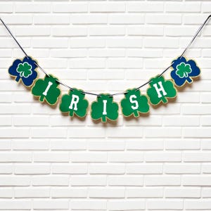 handmade notre dame inspired “irish” shamrock banner | notre dame decor | notre dame | fighting irish | irish banner | notre dame banner