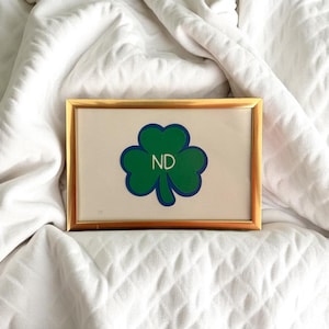 handmade notre dame “nd” gold framed shamrock | notre dame | nd | fighting irish | notre dame decor | notre dame gift | notre dame print