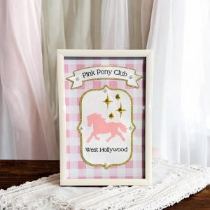 pink pony club framed gingham wall art  | pink pony club gift | pink pony club decor | pony club party | chappell roan | pink wall decor
