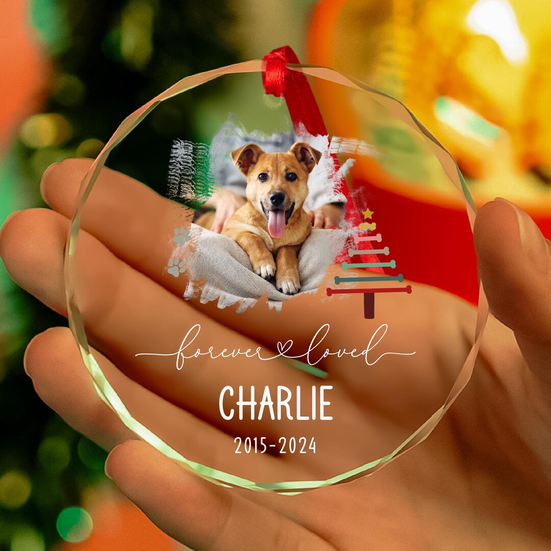 Personalized 'forever Loved' Dog Photo Mask Memorial Glass Ornament ...