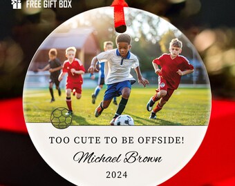 Personalized Soccer Photo Ornament - Custom Football Player Gift - Christmas Keepsake