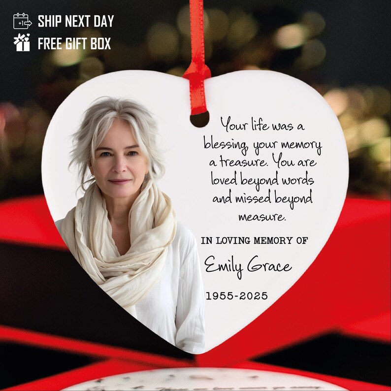 thumbnail interactive-video image 1 of Personalized In Loving Memory Round Porcelain Ornament 1 of 10