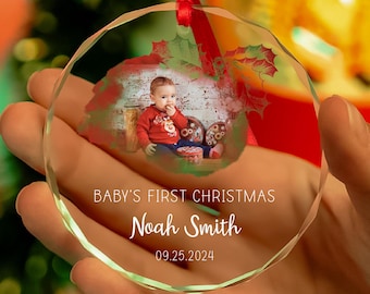 Custom Baby Photo Ornaments: Personalized Babys First Christmas Ornament, Newborn Christmas Gift, Picture Keepsake