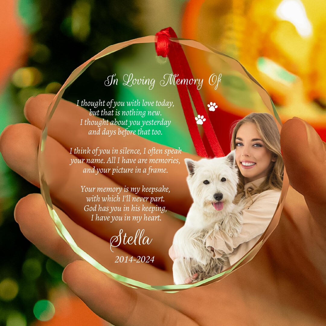 Personalized Dog Memorial Photo Glass Ornament, Dog Owner Symapth Gift ...