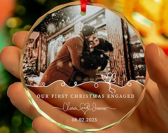Personalized Our First Christmas Ornament • Custom Photo Gift for Engaged & Newly Married Couples
