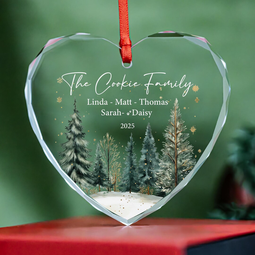 Personalized Family Name GLASS Ornaments: 2025 Christmas Gift, Crystal ...