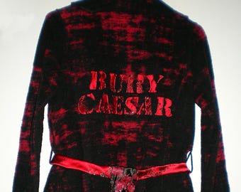 Bury Caesar cardigan jacket w/ belt tie and necklace - thrifted/upcycled wearable art