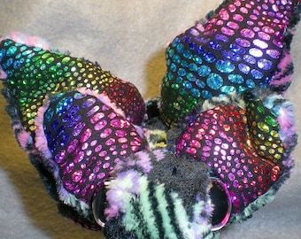 Fuzzy Baby Dragon Squad - Rainbow Stripes and Checkers with Sparkly Rainbow Reptile Print