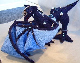 FiSele, OOAK crocheted soft sculpture dragon with accessories