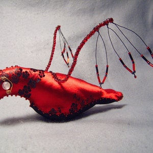 The Bride's Bird, OOAK fabric bird soft sculpture