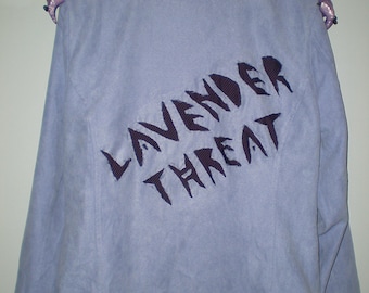 Lavender Threat thrifted/upcycled jacket with claw pins - thrifted/upcycled wearable art