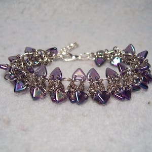 Purple Dragon Spine Bracelet, chainmaile and glass