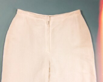 vintage 70s COURRĒGES Paris ivory corduroy pants size B, mid century design, made in France