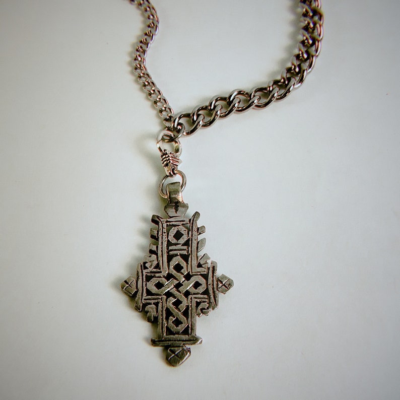 TRI-CHAIN NECKLACE with Removable Charm No.1 Ethiopian Cross By Peoples Couture, Transforming Necklace, Handmade in Los Angeles, Ca, Unisex image 5