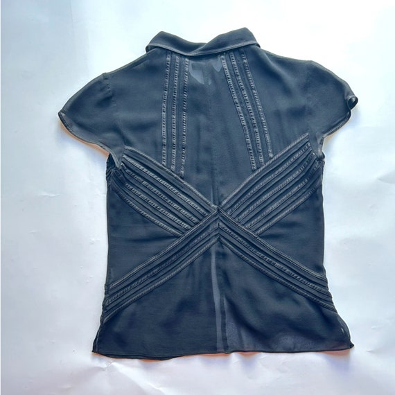 SILK CHIFFON Blouse by DKNY, Black Silk Top, Silk… - image 7