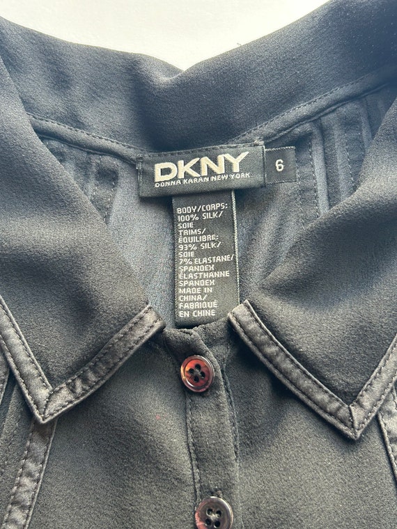SILK CHIFFON Blouse by DKNY, Black Silk Top, Silk… - image 4