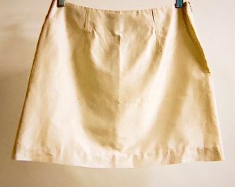 OFF WHITE MINI Silk Taffeta Skirt by Wendy McCauley, 1990s Los Angeles Designer, Never Worn, Deadstock Vintage with tag