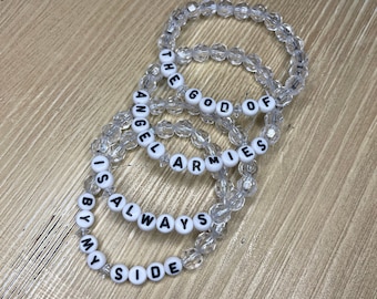The God Of Angel Armies Is Always By My Side Christian Beaded Bracelet Set