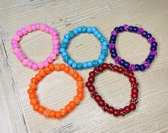 Assorted Color Beaded Dice Bracelets
