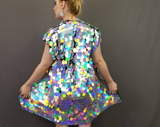 Holographic Sequin Kimono | Rave Festival Wear, Plus Size