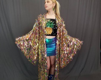 Rainbow Sword Sequin Kimono: Festival Rave Robe