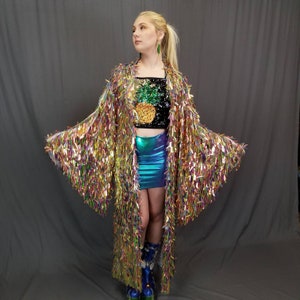 Rainbow Sword Sequin Kimono | Rave Kimono | Sequin Dress | Plus Size Kimono | Festival Robe