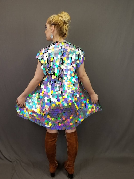 plus size rainbow sequin dress