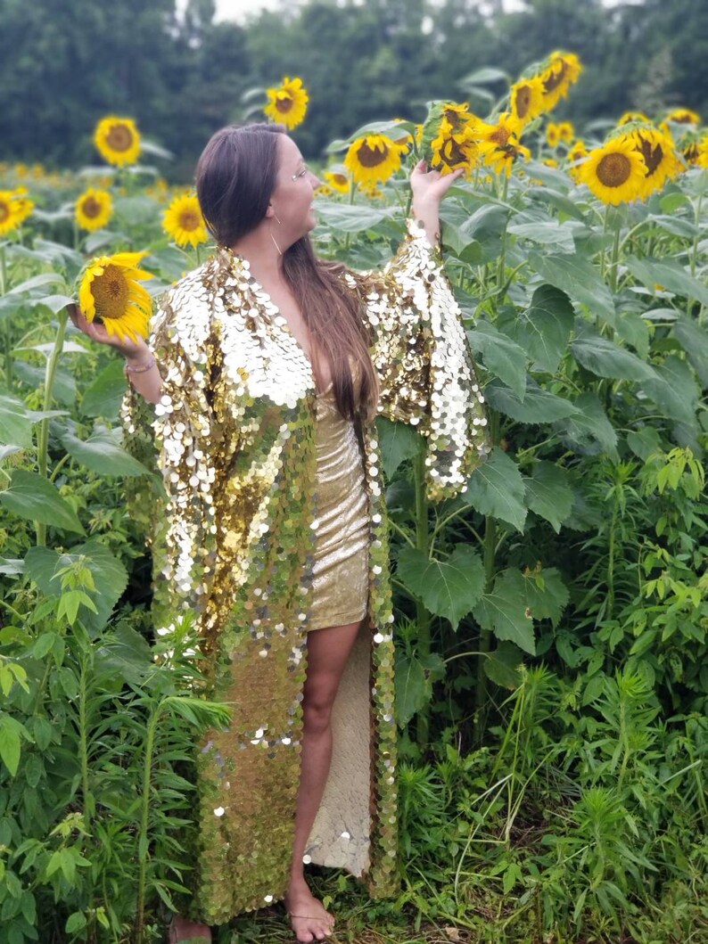Shiny Gold Sequin Kimono Festival Kimono Rave Kimono Etsy