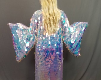 Sequin Kimono - Iridescent Paillette Sequin Mermaid Goddess Kimono Robe