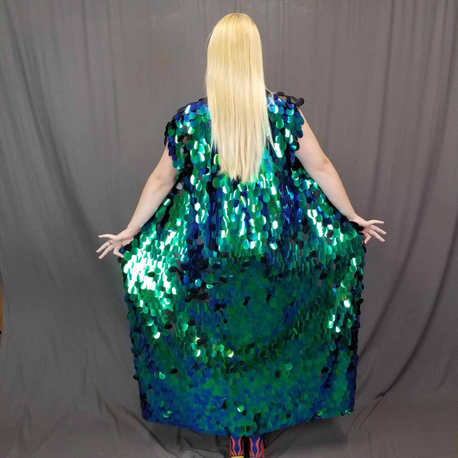 Sleeveless Green Sequin Kimono Iridescent Paillette Sequin Etsy