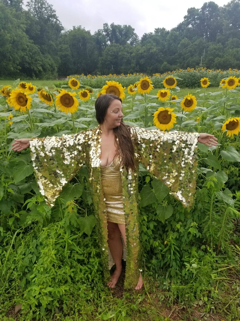Shiny Gold Sequin Kimono Festival Kimono Rave Kimono Etsy