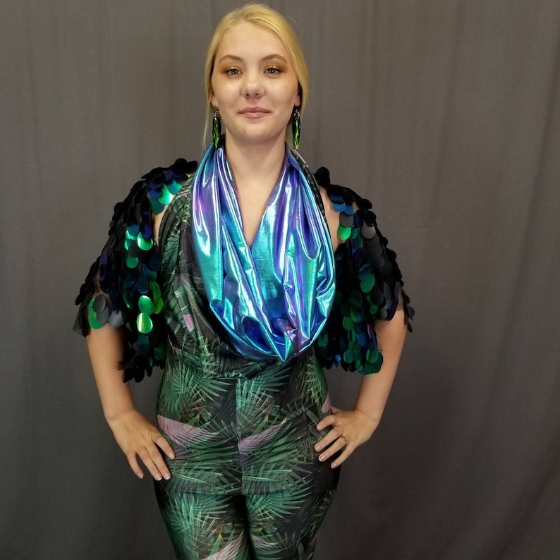 Iridescent Jungle Bodysuit halter top EDC outfit