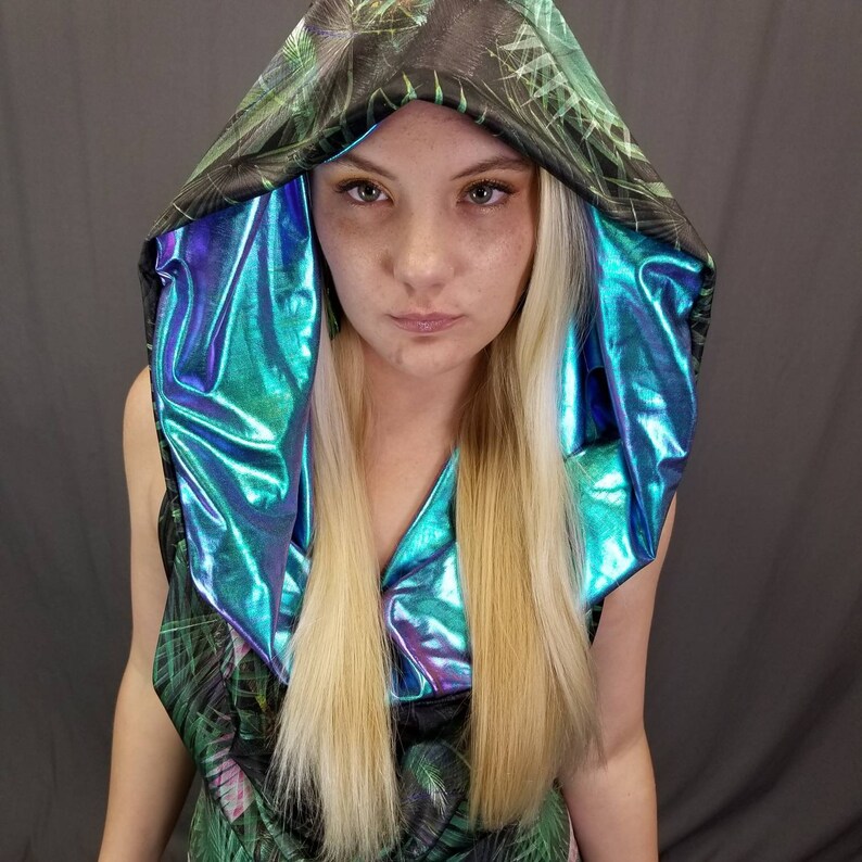 Iridescent Jungle Bodysuit halter top EDC outfit