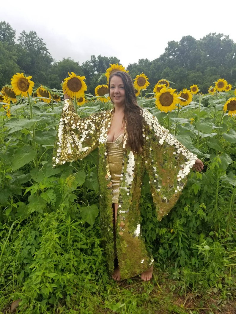 Shiny Gold Sequin Kimono Festival Kimono Rave Kimono Etsy