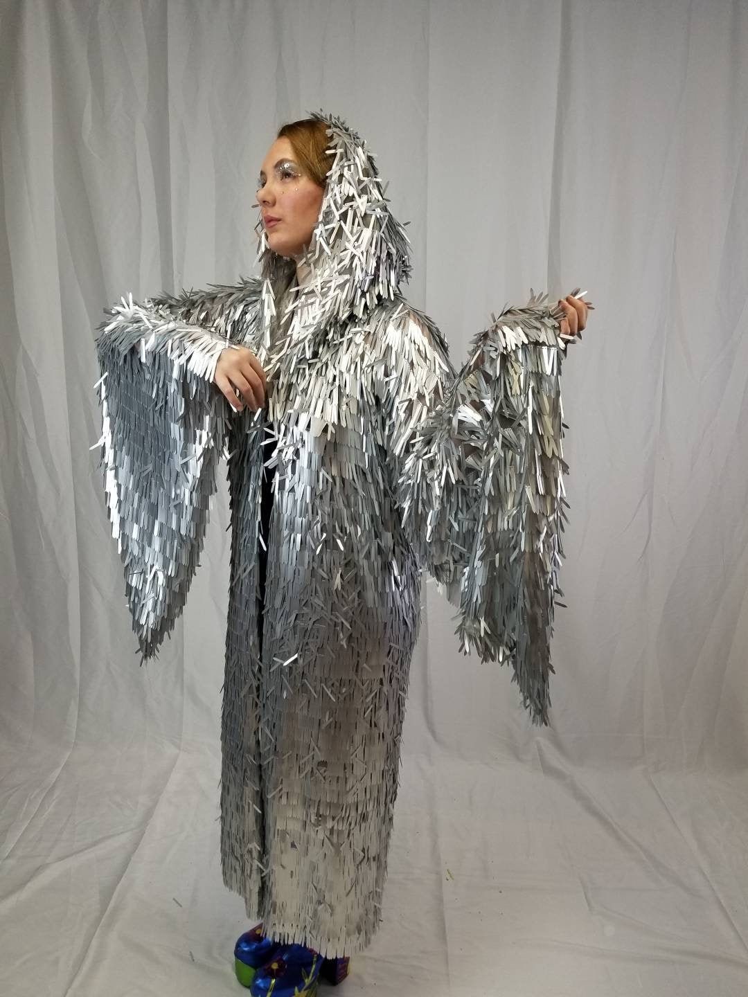 silver kimono dress Silk and lurex kimono dress