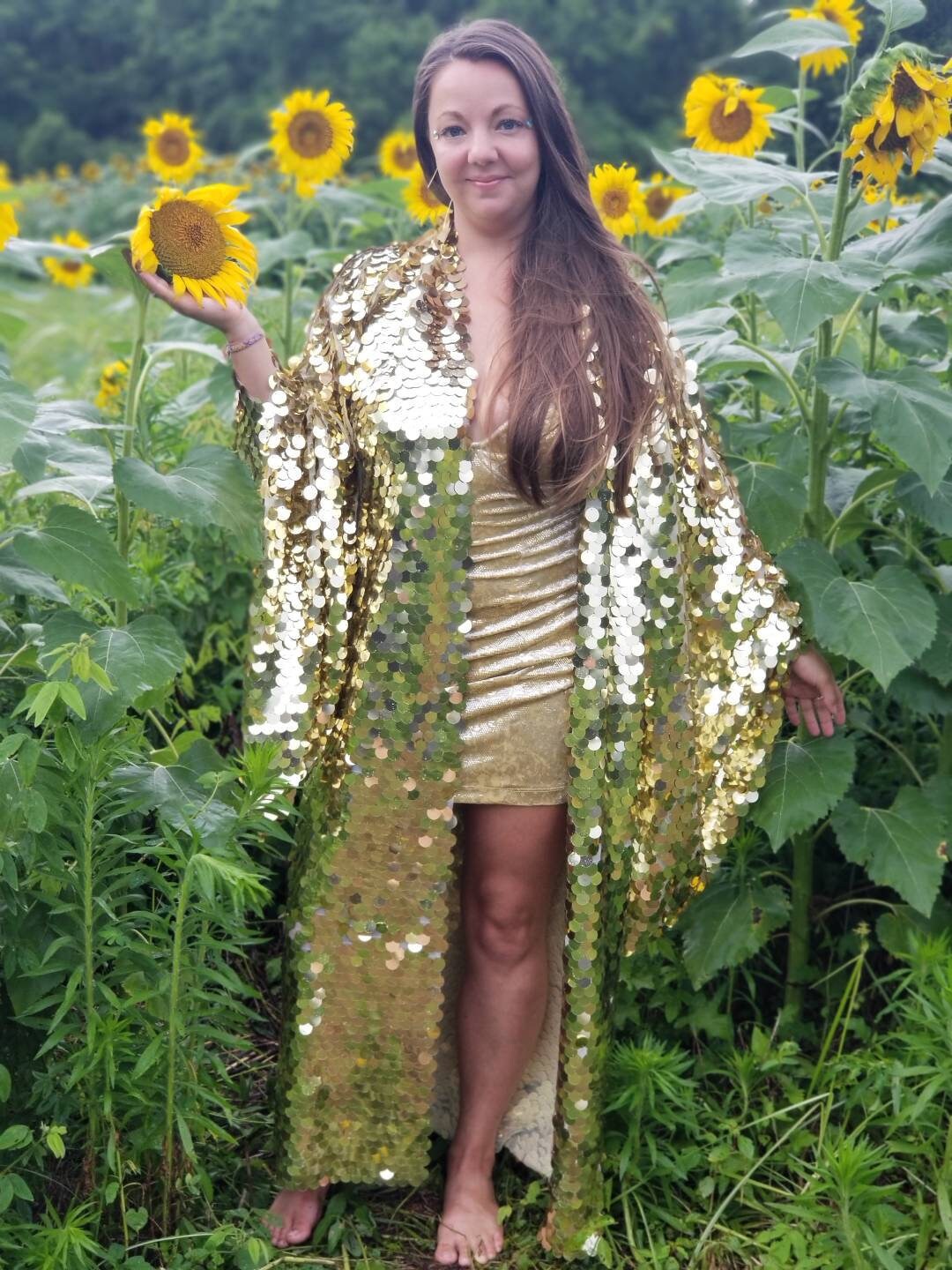 Shiny Gold Sequin Kimono Festival Kimono Rave Kimono Burning Man Long