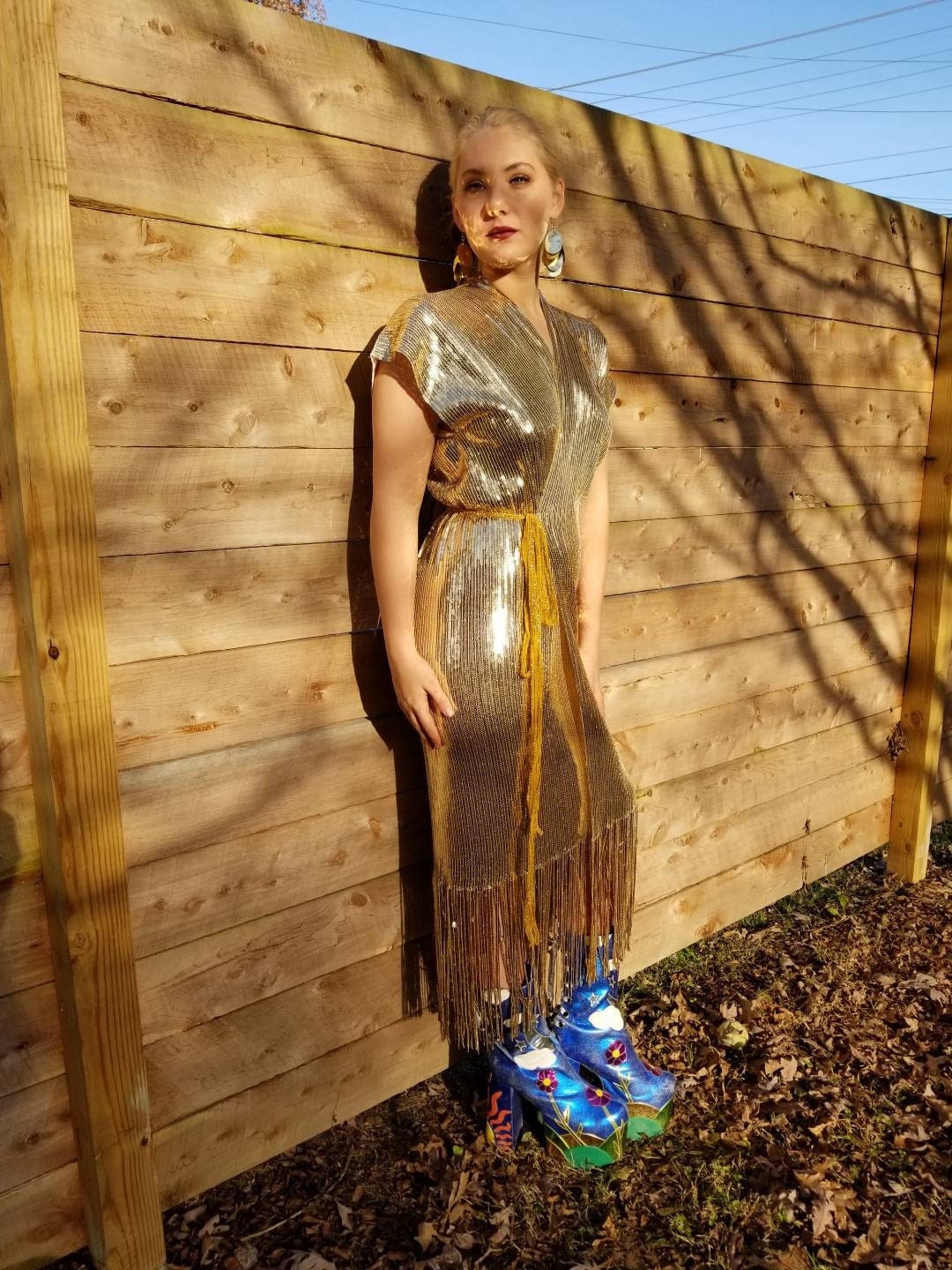 70's gold disco dress cheap