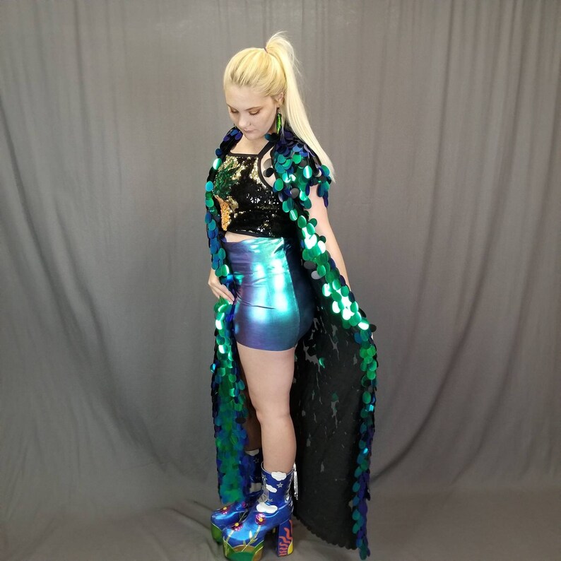 Sleeveless Green Sequin Kimono Iridescent Paillette Sequin Etsy