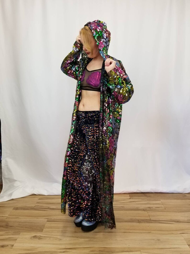 long sheer mesh robe
