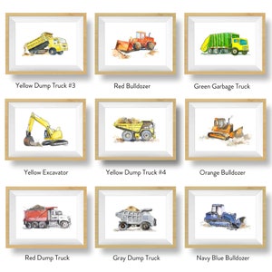 40 Transportation Prints for Toddler Boys Room, Choose Set of 3 or 4, Trucks, Tractors, Helicopters, Train Prints, Nursery Wall Art image 5