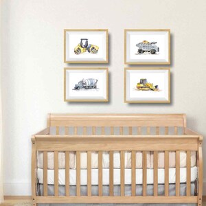 Construction Truck Print, Cement Mixer Wall Art for Boys Room, Nursery Art, Blue Gray Nursery Decor image 4