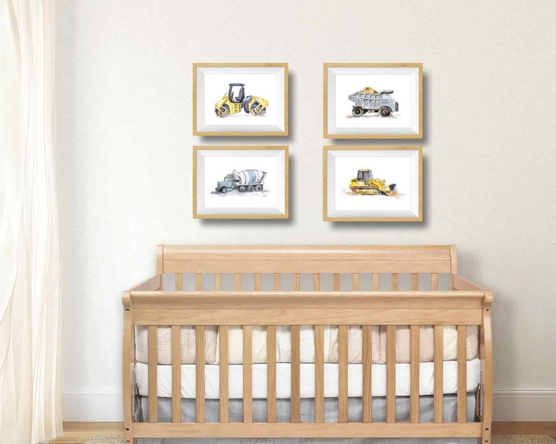 Construction Truck Print, Cement Mixer Wall Art for Boys Room, Nursery Art, Blue Gray Nursery Decor image 4