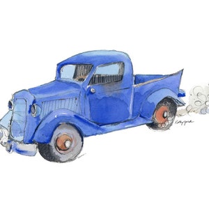 Little Blue Truck Print, Truck Wall Art for Toddler Boys Room, Nursery Wall Art, Transportation Print, Watercolor