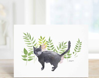 Black Cat Cards for Mom, Wife, Girlfriend, Friend, Greeting Cards, Individual or Set, A6, Blank or Personalized, Watercolor