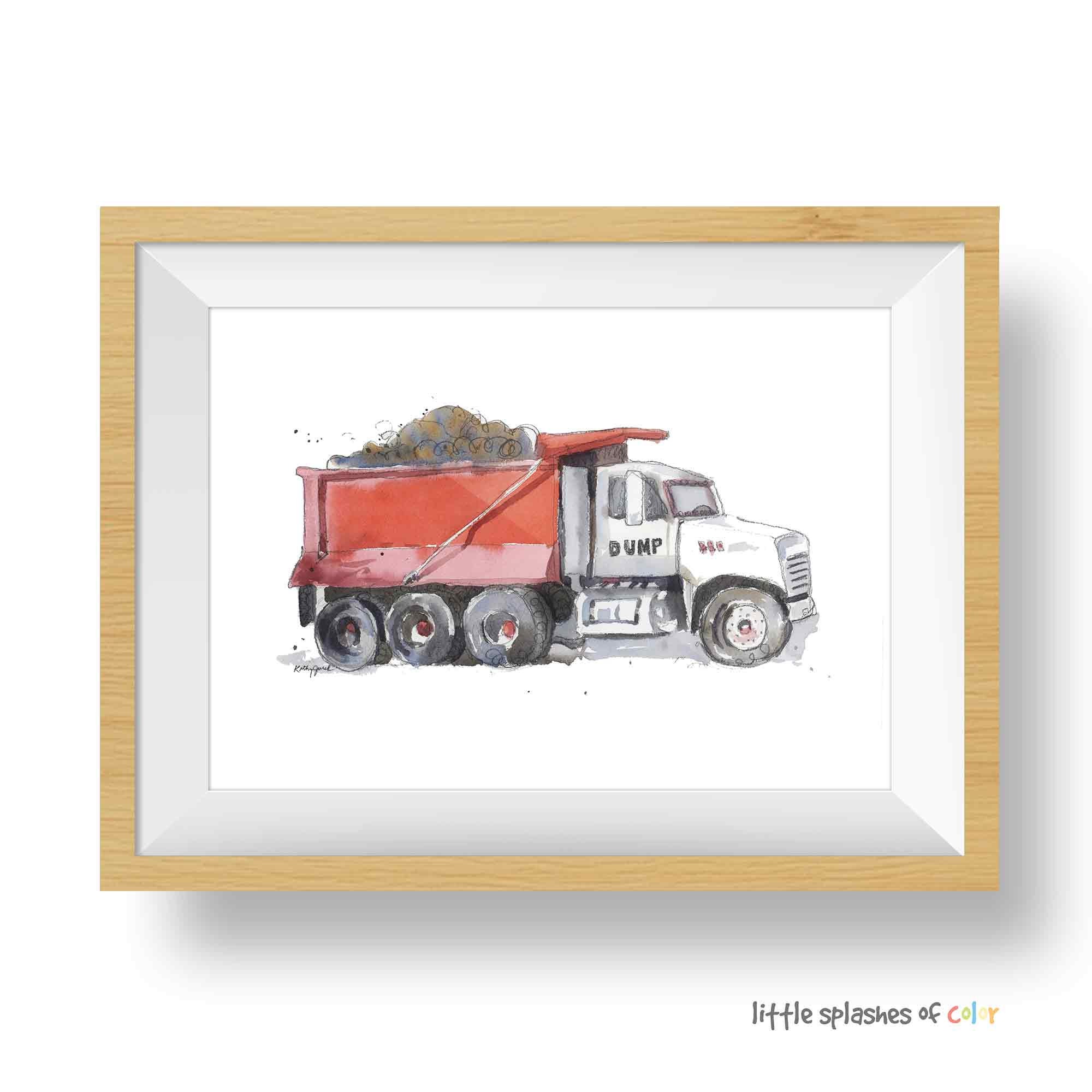 Dump Truck Print Construction Wall Art Red Truck Print Etsy