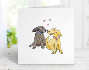Cute Lab Dog Love Card for Birthday, Anniversary Card, Valentine's Day for wife, girlfriend, husband, boyfriend, Free Personalization