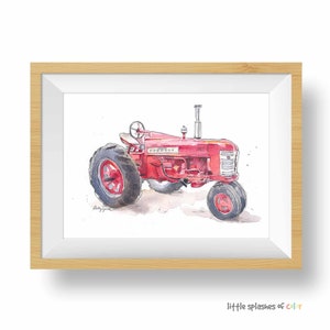Red Tractor 8 Print Wall Art, Tractor Wall Decor, Farm Nursery Art, Toddler Boys Room Decor, Watercolor image 3