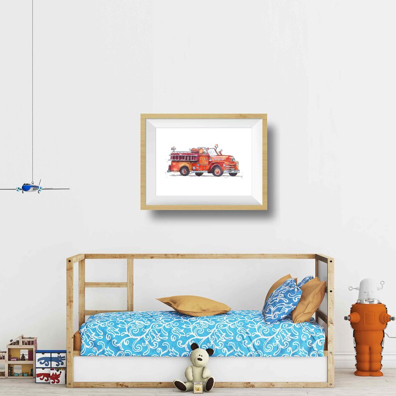 Fire Truck Print for Toddler Boys Room Nursery Wall Art - Etsy