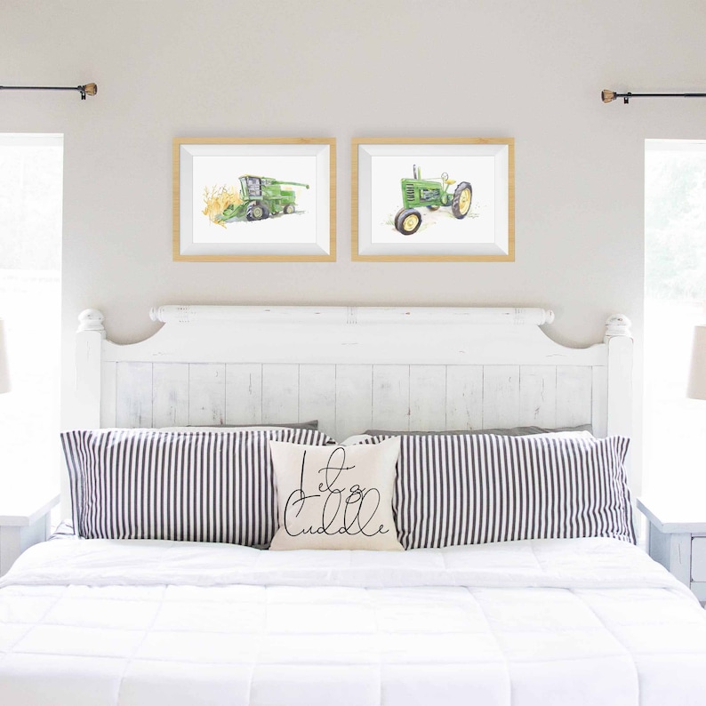 Green Combine Print Combine Wall Art Tractor Painting Etsy