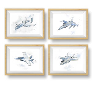 WWII Military Bomber Planes Art Prints Set, WW2 Airplane Prints, Boys Wall Art, Gift for Husband, Dad, Blue Gray Decor, Watercolor Paintings image 10
